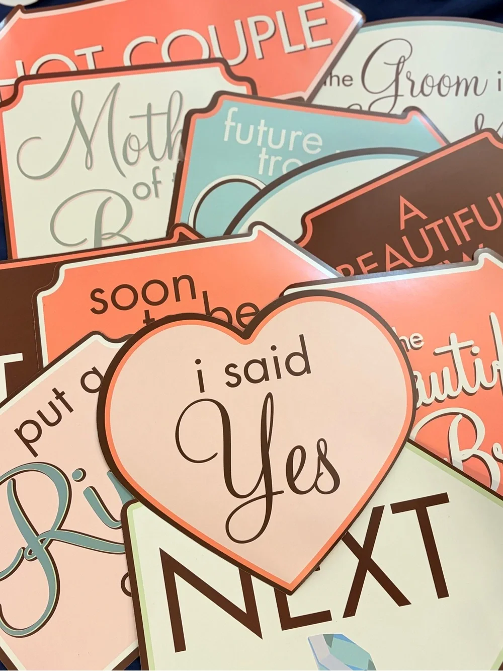 White 'Miss to Mrs' Bridal Party Banner & Rose Gold Bachelorette Signs